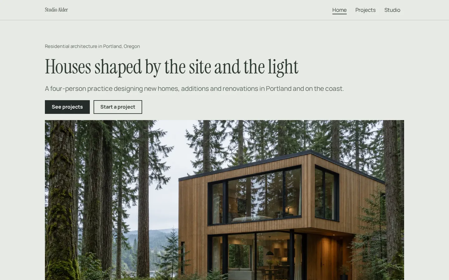 The architect website template on a desktop screen