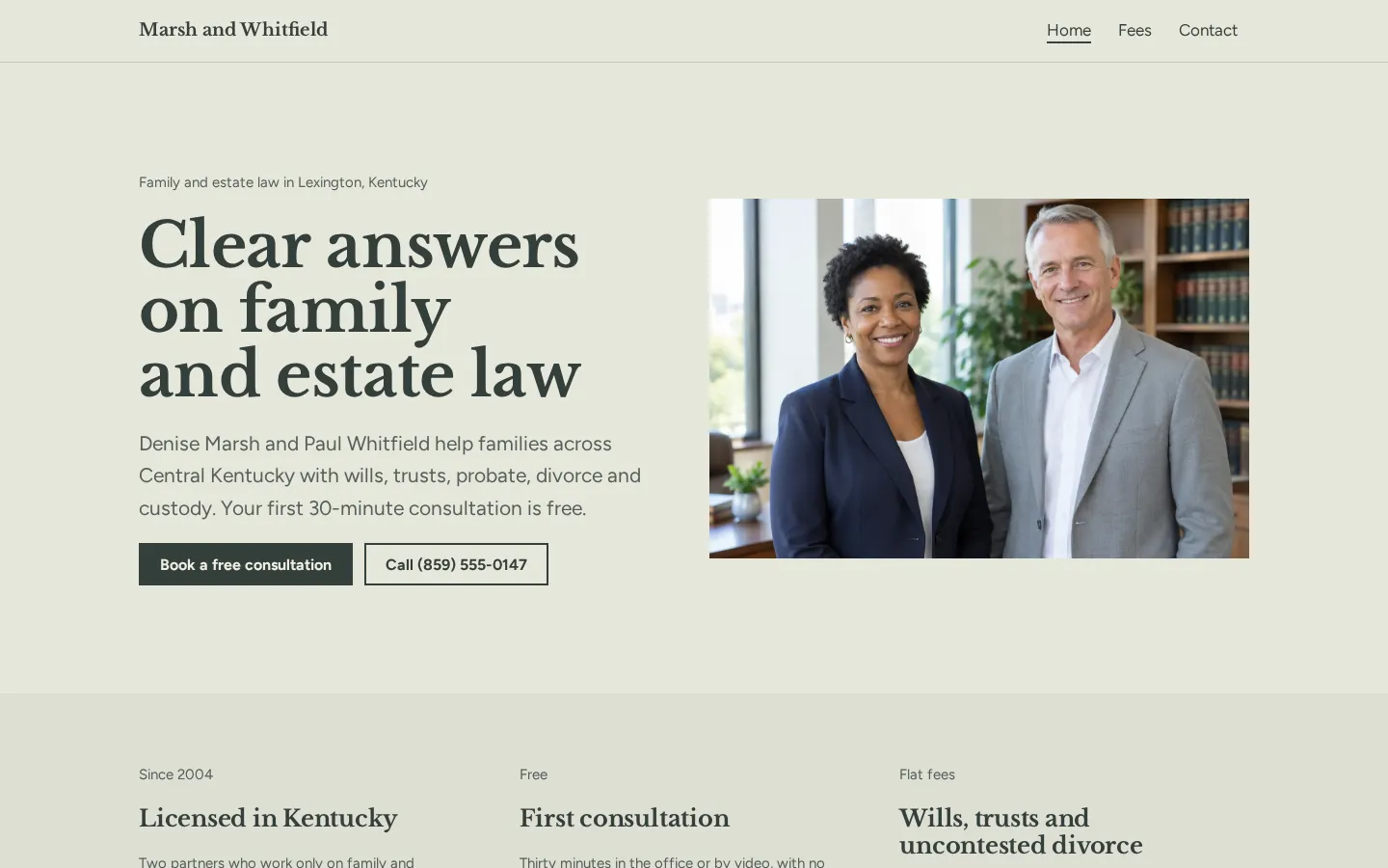The lawyer website template on a desktop screen