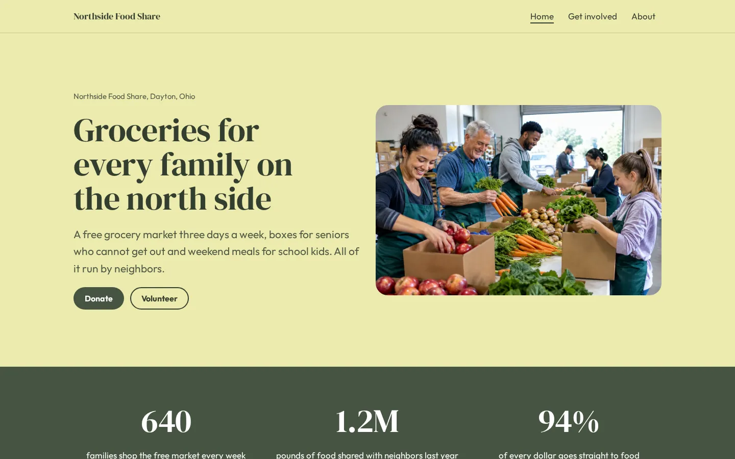 The nonprofit website template on a desktop screen