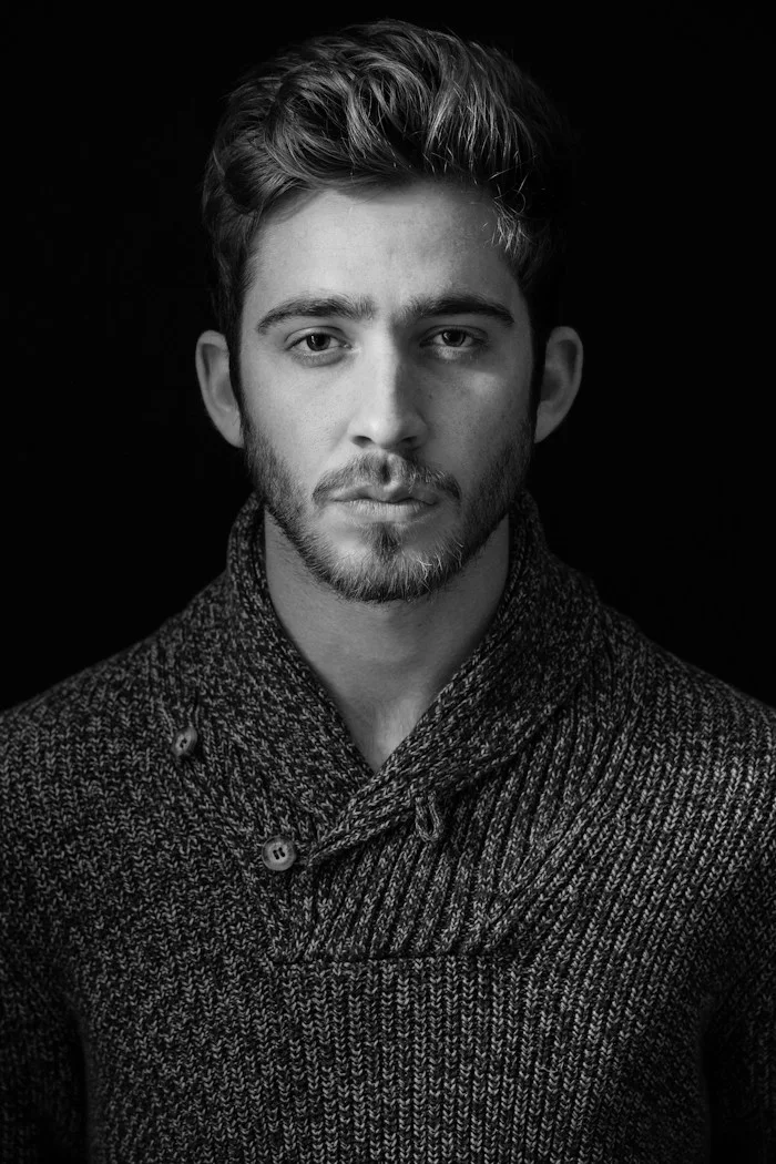 Black and white portrait of Alex