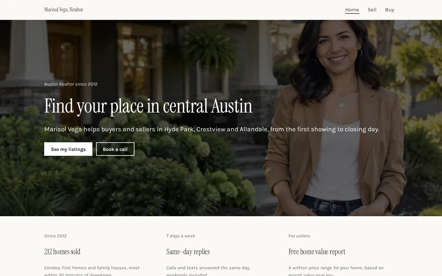 The realtor website template on a desktop screen