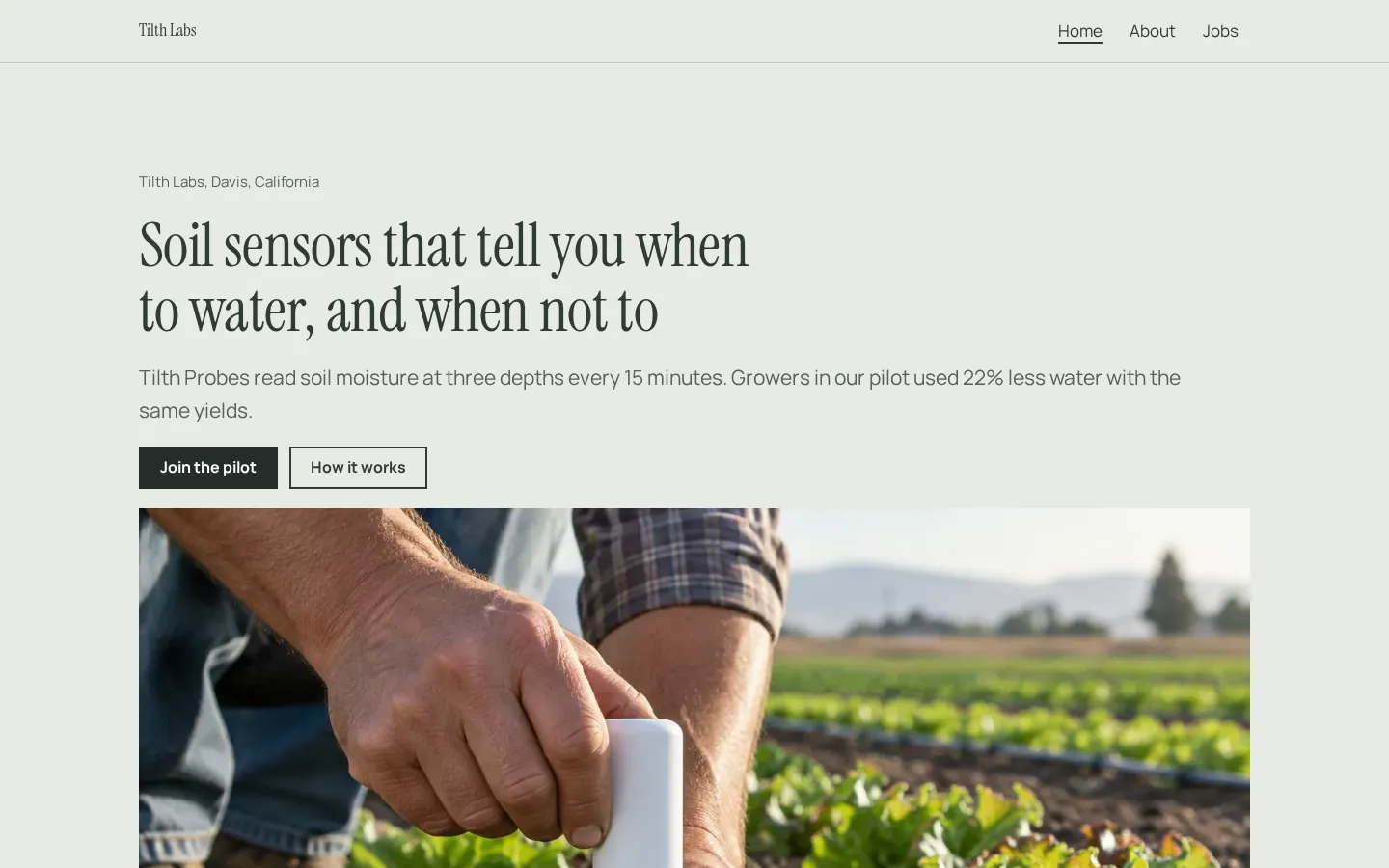 The startup website template on a desktop screen