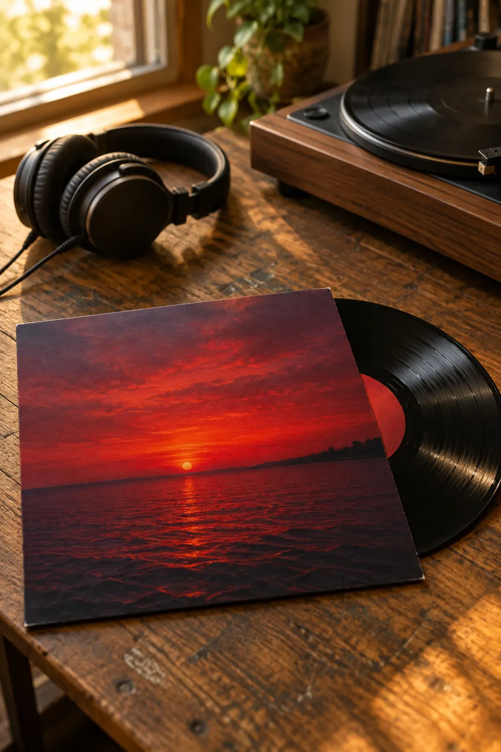 The Lake Effect record on a table next to a turntable